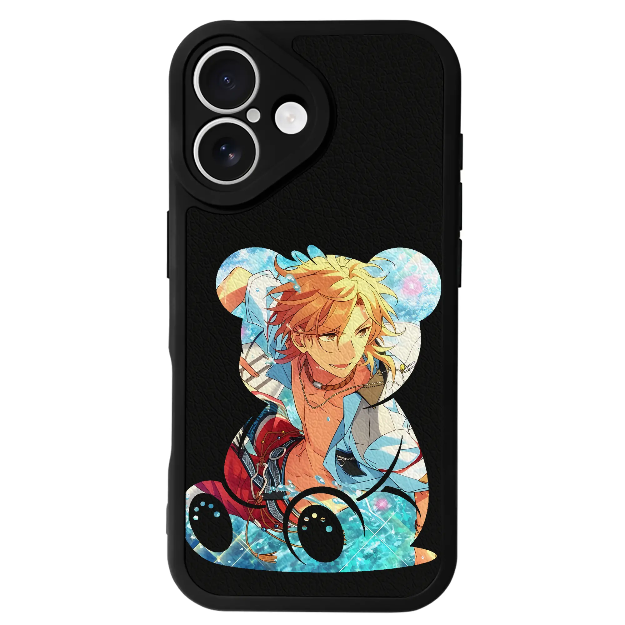 あんさん ぶる グッズ UNDEAD 羽風薫 - IPhone 16シリーズ対応 ・ シリコンスマホケース ・ レザー調 ・ 高精度フィット ・ 耐衝撃 ・ ワイヤレス充電対応 ・ 精密カット